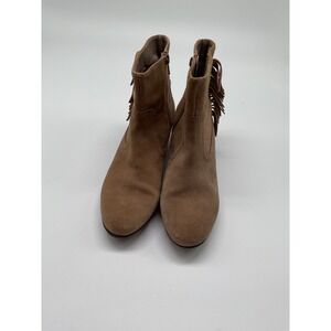 Easy Spirit Size 9 Fringe Ankle Boots Suede Leather Heeled Booties Western Style